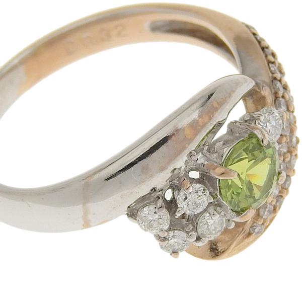 Ring with Demantoid Garnet (0.42ct) and Diamond (0.32ct), K18PG and K18WG, Gold, Size 11, for Women in Excellent Condition