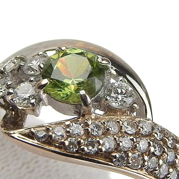 Ring with Demantoid Garnet (0.42ct) and Diamond (0.32ct), K18PG and K18WG, Gold, Size 11, for Women in Excellent Condition