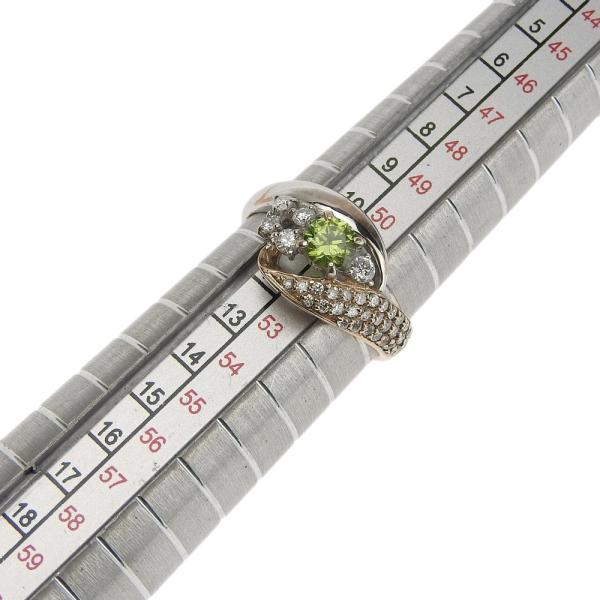 Ring with Demantoid Garnet (0.42ct) and Diamond (0.32ct), K18PG and K18WG, Gold, Size 11, for Women in Excellent Condition