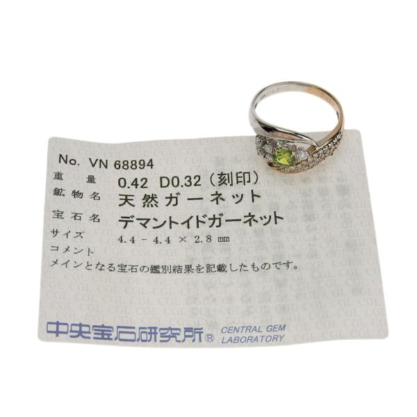 Ring with Demantoid Garnet (0.42ct) and Diamond (0.32ct), K18PG and K18WG, Gold, Size 11, for Women in Excellent Condition