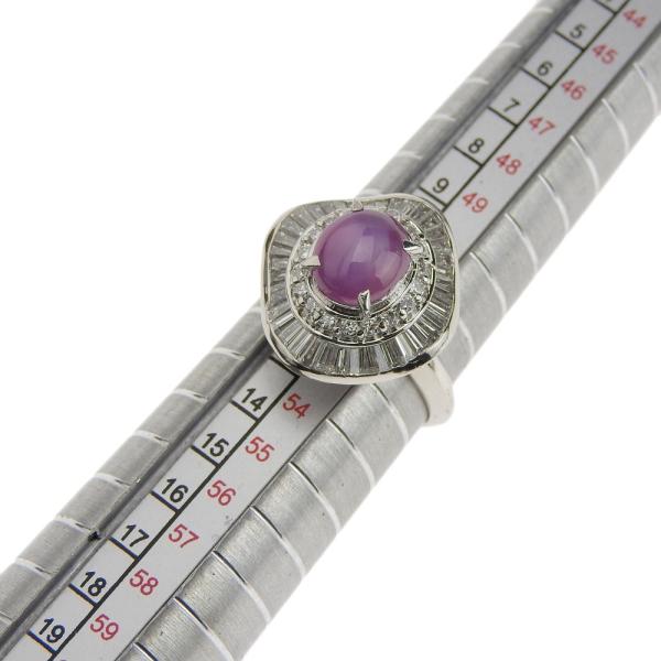 Pt900 Platinum Ring with 3.39ct Purple Star Sapphire and 1.356ct Diamond, Size 12 in Excellent Condition