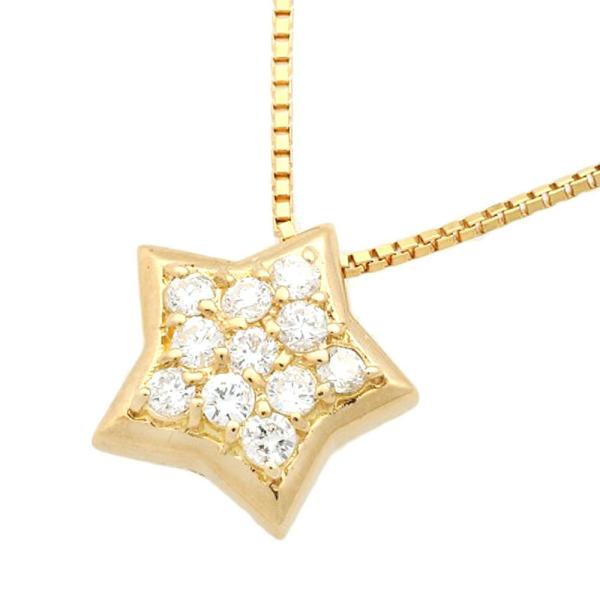 K18YG Necklace with Diamond Melee, Star Motif in Gold for Ladies in Excellent Condition