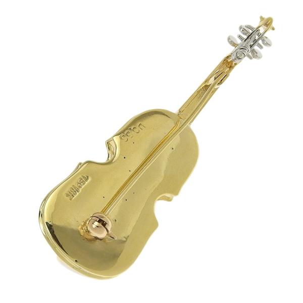 No Brand 18K Yellow Gold Violin Brooch with 0.53ct Diamonds, Weight 11.2g - Ladies' Luxury in Very Good Condition