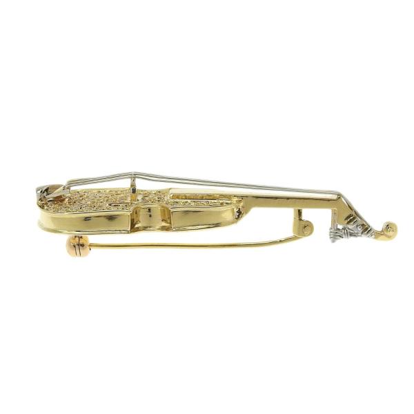 No Brand 18K Yellow Gold Violin Brooch with 0.53ct Diamonds, Weight 11.2g - Ladies' Luxury in Very Good Condition