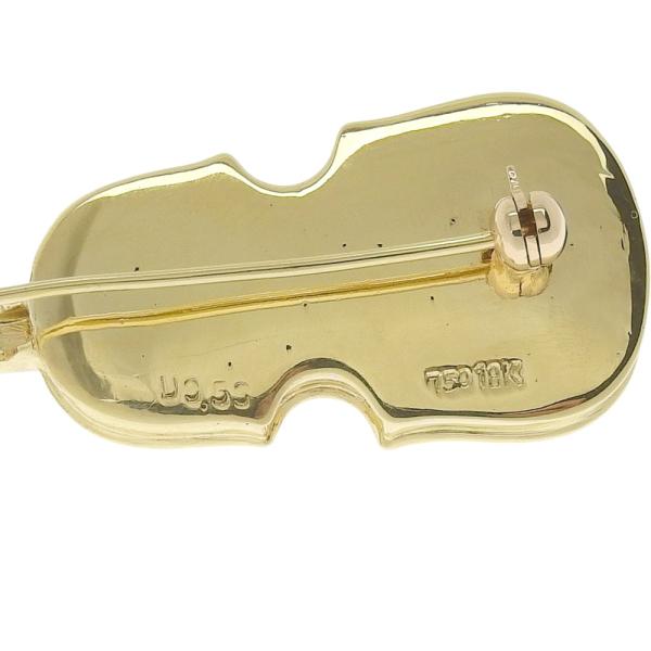 No Brand 18K Yellow Gold Violin Brooch with 0.53ct Diamonds, Weight 11.2g - Ladies' Luxury in Very Good Condition