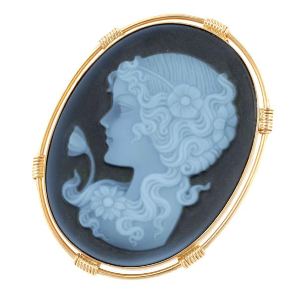 No Brand, Women's Gold Stone Cameo Pendant Brooch, Material in Excellent Condition