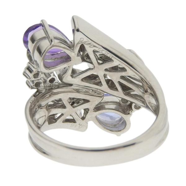 No Brand Chic Ring in 18K White Gold with Tanzanite and Amethyst, Size 12 - Ladies' Luxury in Excellent Condition