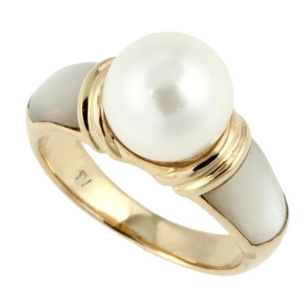 PONTE VECCHIO Pearl 9.2mm Shell Size 11 Ring, K18 Yellow Gold, 6.1g Ladies Gold Ring  in Excellent Condition