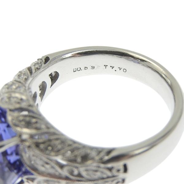 [LuxUness]  Tanzanite 7.70ct, Accented with 0.53ct Diamonds, Ring Size 19 for Men, Silver-toned, Pre-owned  in Excellent condition