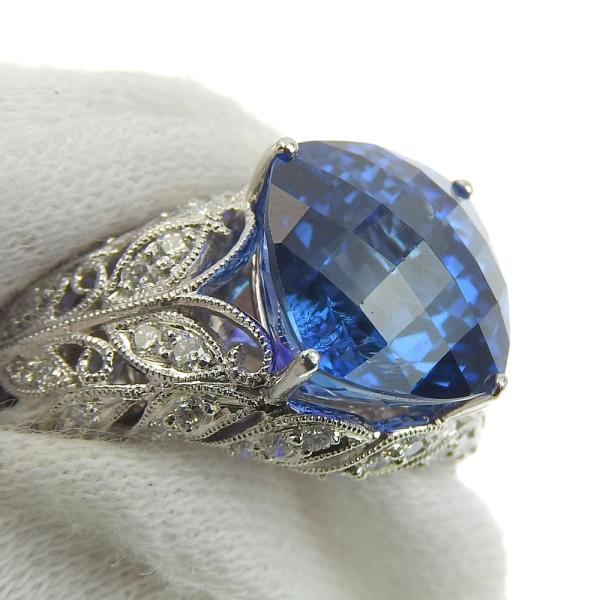 Tanzanite 7.70ct, Accented with 0.53ct Diamonds, Ring Size 19 for Men, Silver-toned, Pre-owned  in Excellent Condition