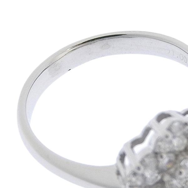 Floral Design Diamond Ring, 1.00ct Melee Diamonds in Platinum Pt900, Size 14, in Silver for Women in Excellent Condition