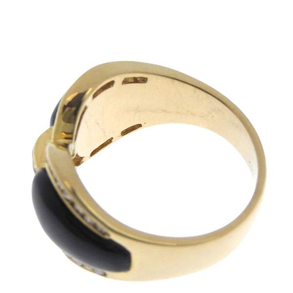 Stylish Cute Ring with Black Chalcedony and Diamond, Size 11, in K18YG Gold by Unbranded for Women in Excellent Condition