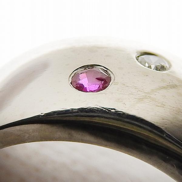 Katze Ruby 0.345ct, Diamond 0.269ct, Melee Diamond 0.143ct, 18K White Gold Ring, Size 8 for Women in Excellent Condition