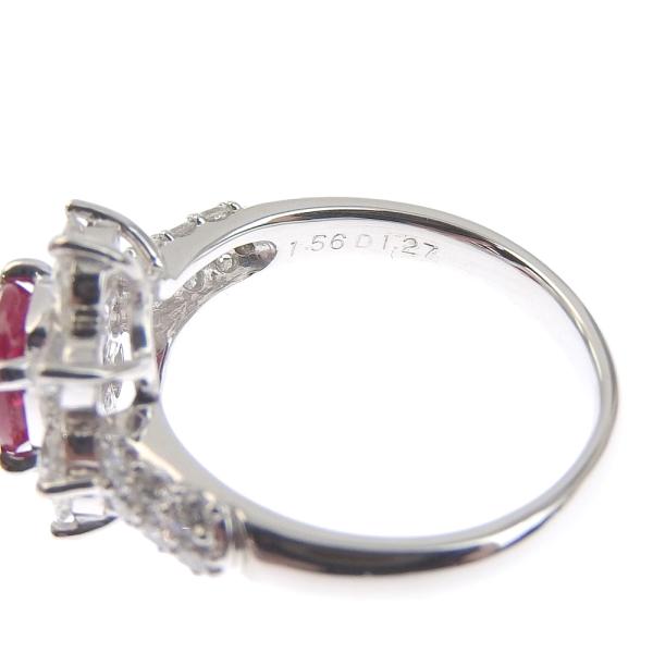 Pt900 Platinum, 1ct Ruby, Accented with 1.27ct Diamonds, Ring Size 12 for Ladies, Silver-toned, Pre-owned in Excellent Condition