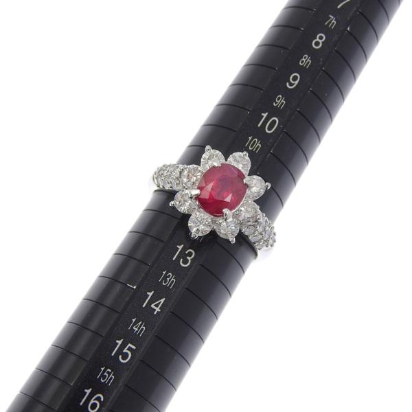 Pt900 Platinum, 1ct Ruby, Accented with 1.27ct Diamonds, Ring Size 12 for Ladies, Silver-toned, Pre-owned in Excellent Condition