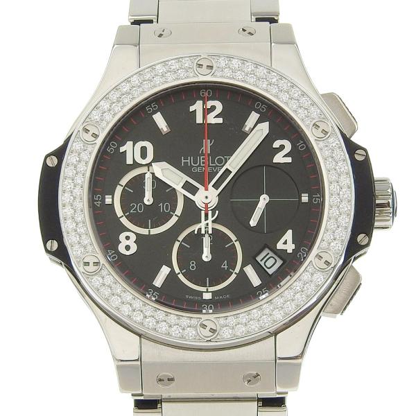 Hublot Big Bang Men's Chronograph Wristwatch with Diamond Bezel, Black Dial in Stainless Steel [Pre-owned] in Excellent Condition