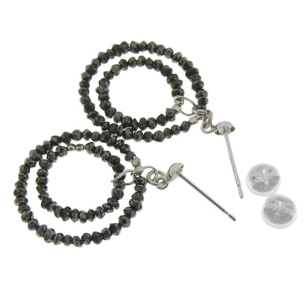 No Brand K14WG Earrings with Melee Black Diamonds, Silver for Ladies (Pre-owned) in Great Condition