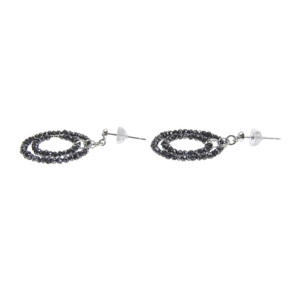 No Brand K14WG Earrings with Melee Black Diamonds, Silver for Ladies (Pre-owned) in Great Condition