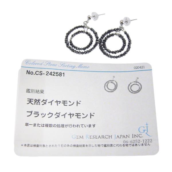 No Brand K14WG Earrings with Melee Black Diamonds, Silver for Ladies (Pre-owned) in Great Condition