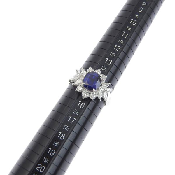 Natural Corundum Ring, Pt900, Sapphire 2.44ct, Diamond Accents 1.10ct, Women's Pre-owned Ring Size 15 in Excellent Condition