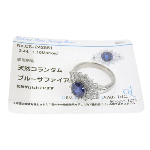 Natural Corundum Ring, Pt900, Sapphire 2.44ct, Diamond Accents 1.10ct, Women's Pre-owned Ring Size 15 in Excellent Condition