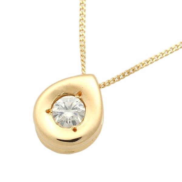 Simple K18YG Necklace with Single 0.32ct Diamond, Women's, No Brand in Excellent Condition