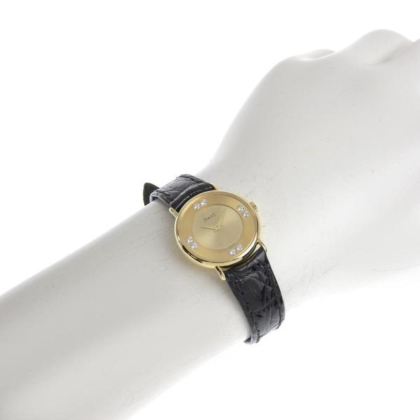 PIAGET Ladies' Manual Watch with 8-point Diamond, 21.8g, K18 Yellow Gold/Leather, Gold in Excellent Condition