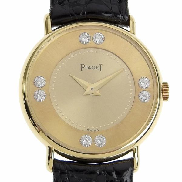 PIAGET Ladies' Manual Watch with 8-point Diamond, 21.8g, K18 Yellow Gold/Leather, Gold in Excellent Condition