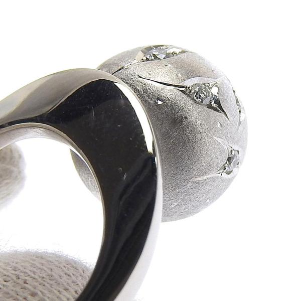 Kenji Kiuchi Designer K18 White Gold Melee Diamond 0.22ct Size 7 Ladies Silver Ring in Excellent Condition