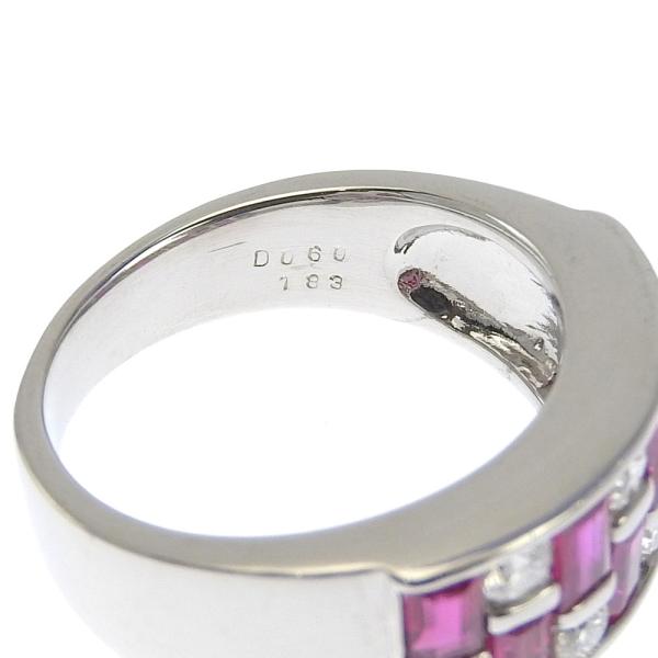 Simple Cute Platinum Pt900 Ring with Ruby 1.83ct, Diamond 0.60ct, Size 12, Women's Ruby/ Diamond Ring Silver Ladies 【Used】 in Excellent Condition