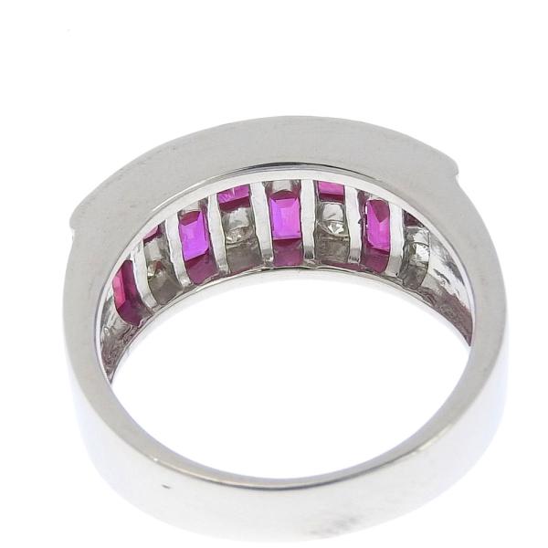 Simple Cute Platinum Pt900 Ring with Ruby 1.83ct, Diamond 0.60ct, Size 12, Women's Ruby/ Diamond Ring Silver Ladies 【Used】 in Excellent Condition