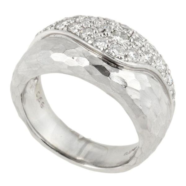 Platinum Pt900 Ladies Ring with 0.68ct Pave-set Diamonds, Size 11.5 in Excellent Condition