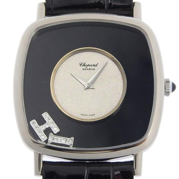 Chopard Happy Diamond Men's Hand-wound Wristwatch with New Leather Strap Replacement, K18 White Gold/Leather, Silver, Chopard [Pre-Owned] in Excellent Condition