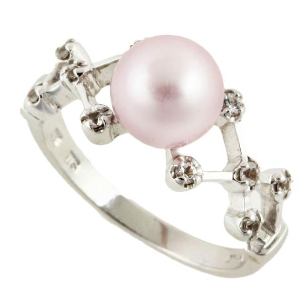 VENDOME AOYAMA K18WG Ring with 7.4mm Pearl & White Sapphire (Size 11) for Women - Used in Excellent Condition