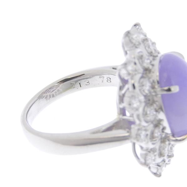 [LuxUness]  Natural Jadeite Ring, Pt900, Lavender Jadeite 7.13ct, Diamond 0.78ct, Size 11, Platinum, For Women, Pre-owned in Excellent condition