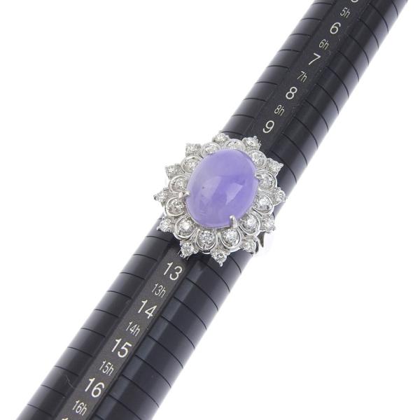 Natural Jadeite Ring, Pt900, Lavender Jadeite 7.13ct, Diamond 0.78ct, Size 11, Platinum, For Women, Pre-owned in Excellent Condition