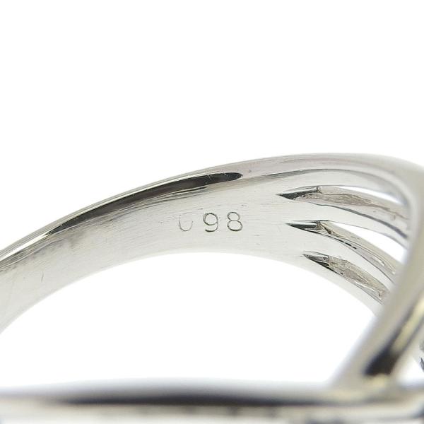 Flower Diamond Ring, 0.98ct Melee Diamonds in Platinum Pt900, Size 12, in Silver for Women