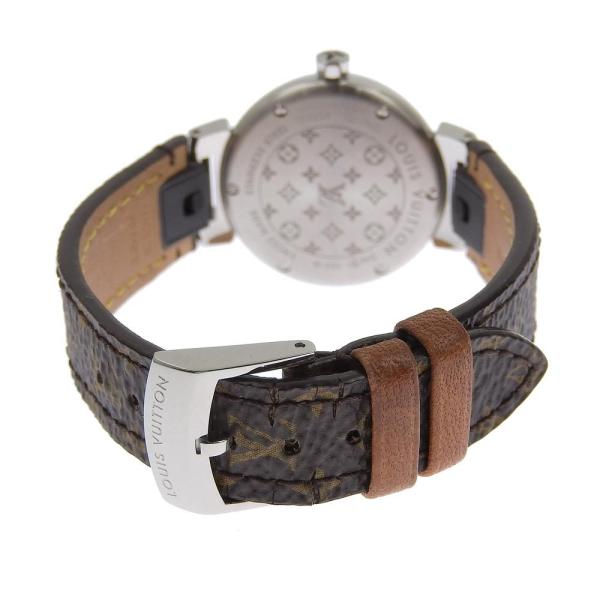 Louis Vuitton Tambour Monogram Index Diamond Ladies Watch, Stainless Steel, Brown in Great Condition