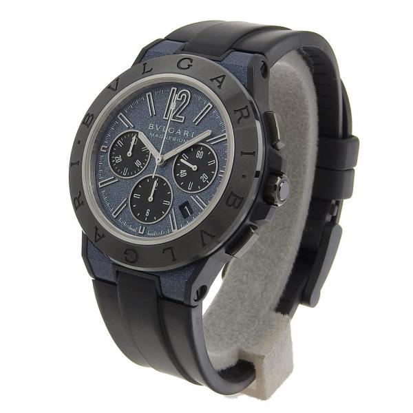 BVLGARI Diagono Magnesium Chronograph Men's Automatic Watch with Blue Dial, Black Rubber and Magnesium  DG42SMCCH