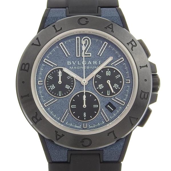 BVLGARI Diagono Magnesium Chronograph Men's Automatic Watch with Blue Dial, Black Rubber and Magnesium  in Great Condition