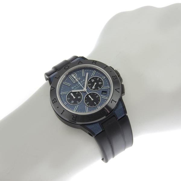 BVLGARI Diagono Magnesium Chronograph Men's Automatic Watch with Blue Dial, Black Rubber and Magnesium  in Great Condition