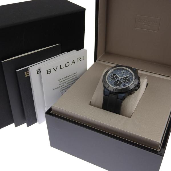 BVLGARI Diagono Magnesium Chronograph Men's Automatic Watch with Blue Dial, Black Rubber and Magnesium  in Great Condition