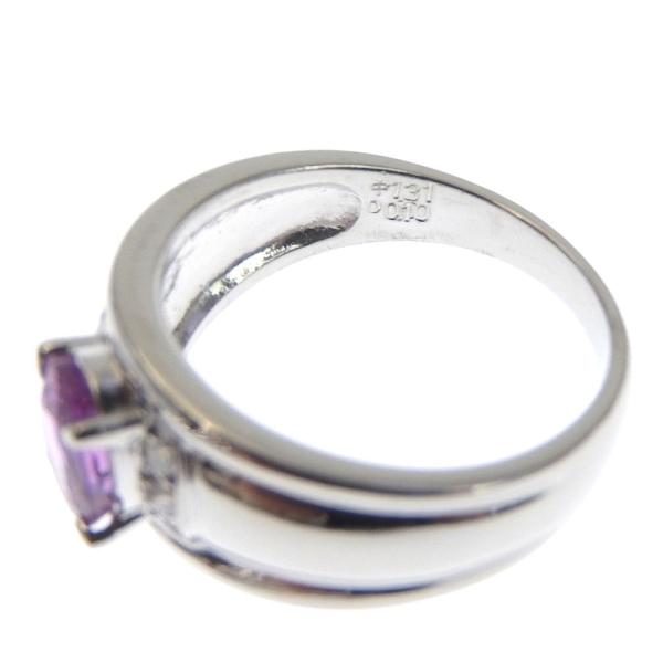 Exquisite Violet Sapphire (1.31ct) Ring with 0.10ct Melee Diamonds, in Platinum Pt900, Silver, Women's Size 12 [Pre-Owned]