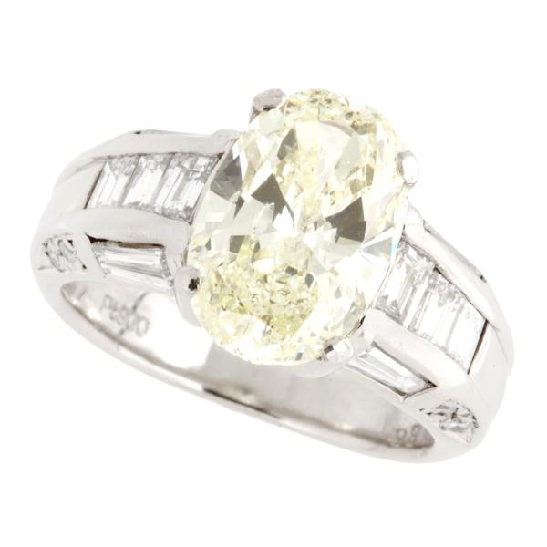 Women's Ring with 3.026ct Yellow Diamond and Melee Diamond in Platinum PT900, Size 9 in Excellent Condition