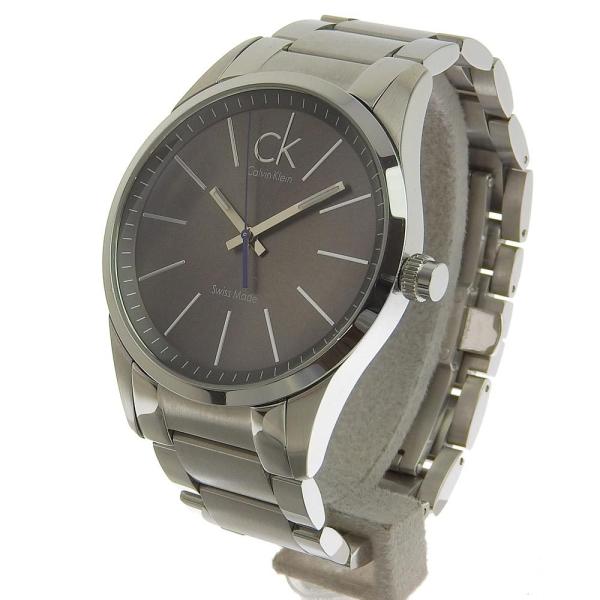 CALVIN KLEIN Men's Quartz Battery Watch, Grey Stainless Steel, Black Dial with CK Logo K22 411