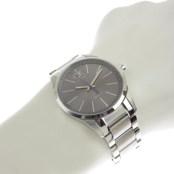 CALVIN KLEIN Men's Quartz Battery Watch, Grey Stainless Steel, Black Dial with CK Logo in Great Condition