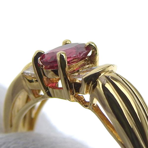 K18YG Natural Corundum Ruby & Diamond Ring Size 14, No Brand, Gold Women's - Preloved in Excellent Condition