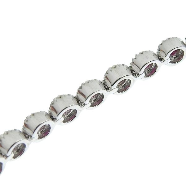 Simple K18 White Gold Bracelet with 2.54ct Round Cut Ruby and 1.70ct Mere Diamond in Excellent Condition