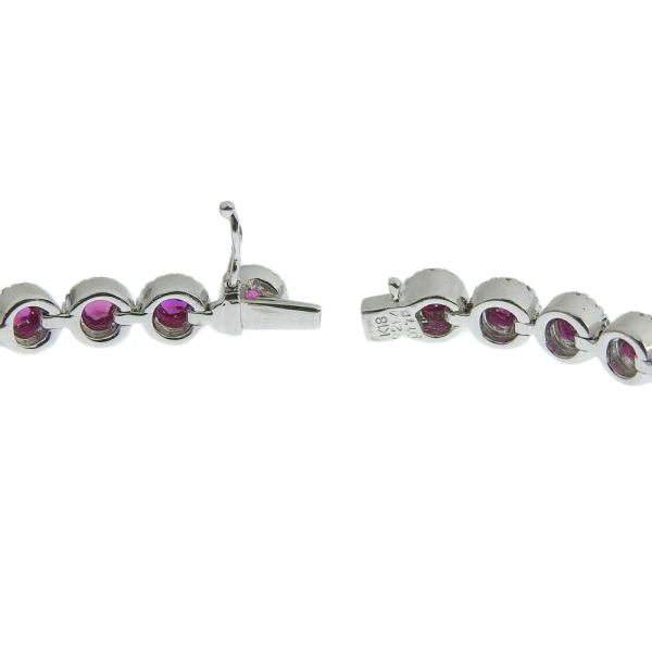 Simple K18 White Gold Bracelet with 2.54ct Round Cut Ruby and 1.70ct Mere Diamond in Excellent Condition