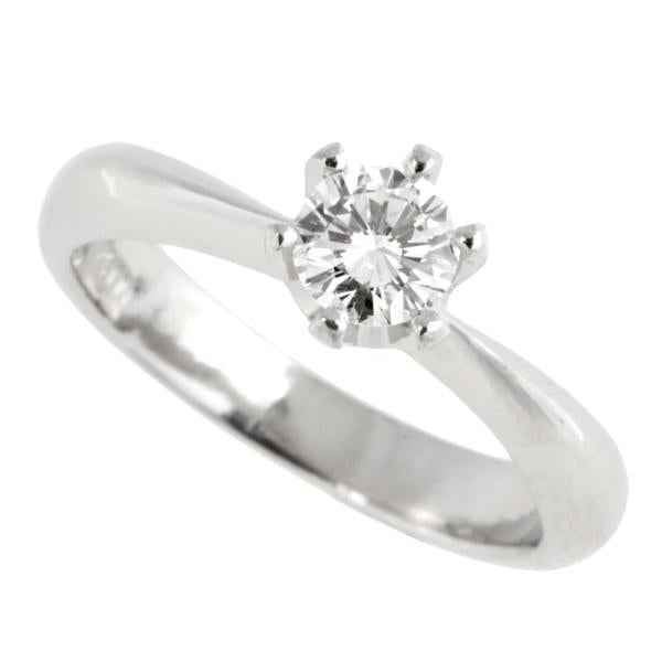 Pt900 Platinum Simple Ring with 0.325ct (D-VVS2-GD) Diamond - Size 7 For Women in Excellent Condition